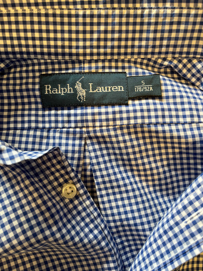 Ralph Lauren 100% Cotton Blue White Gingham Check Size Small Classic Fit