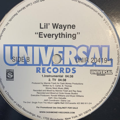 Lil’ Wayne “Everything” 4 Track 12inch Vinyl Single DJ Promo Copy