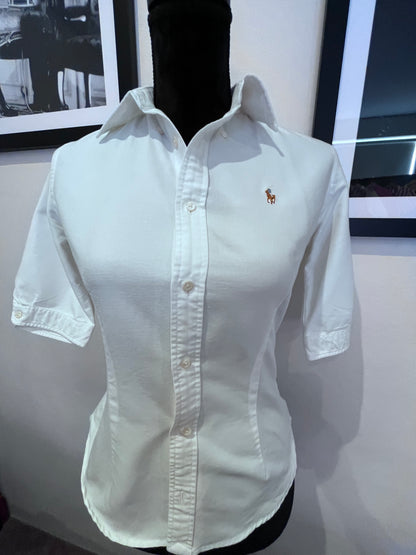 Ralph Lauren Women’s 100% Cotton White Shirt Slim Fit Size 4