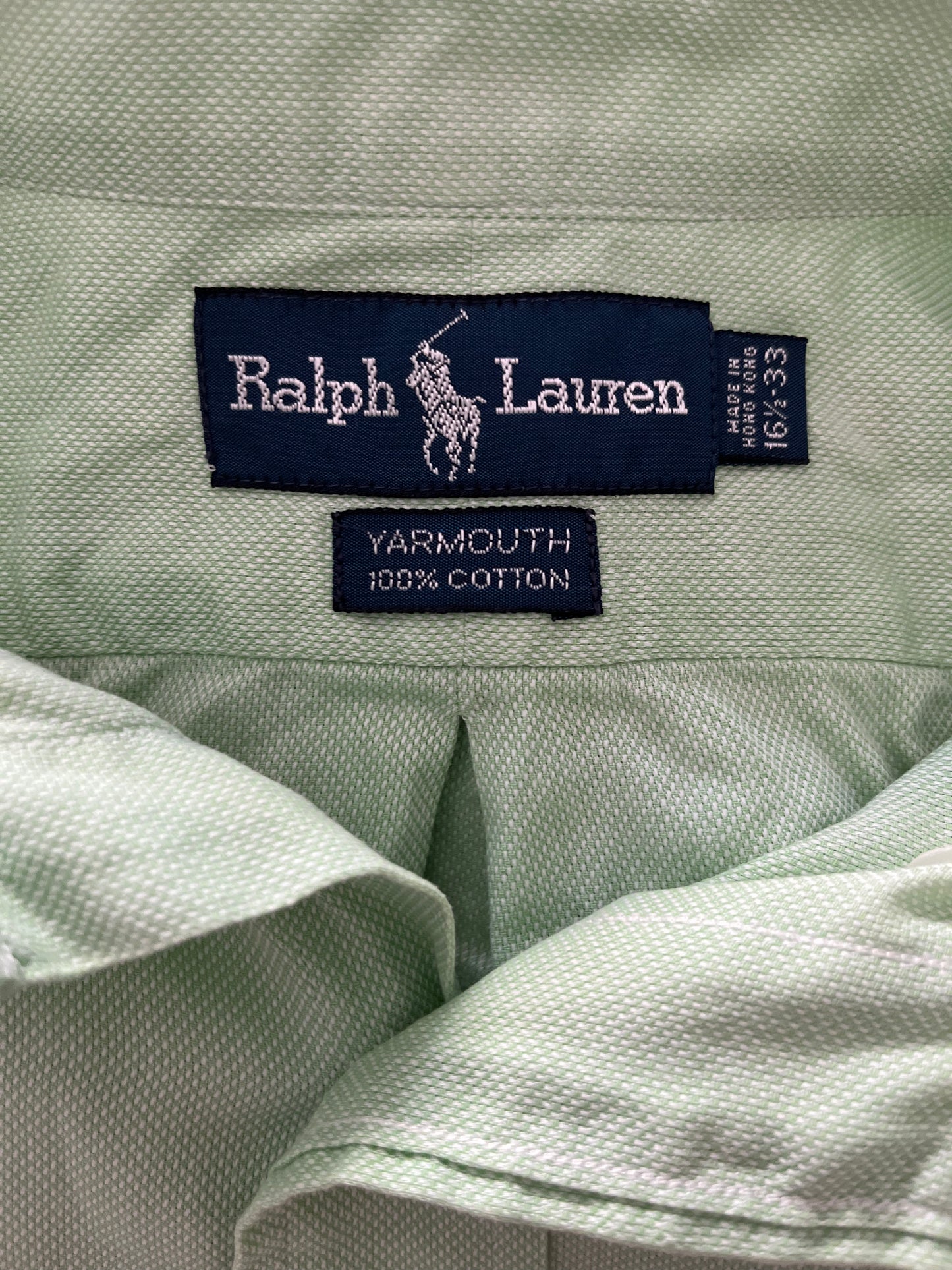 Ralph Lauren 100% Cotton Green Button Down Shirt Size L Classic Fit, Fits L to XL