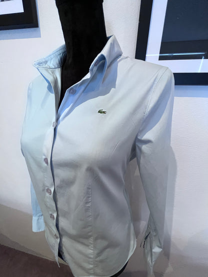 Lacoste 100% Cotton Women’s Baby Blue Shirt Size 42 Slim Fit