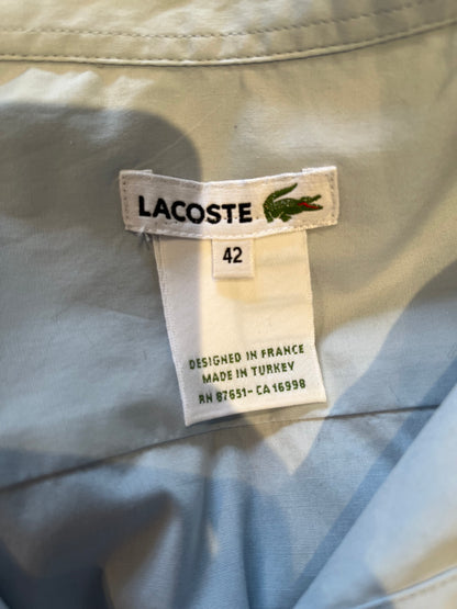 Lacoste 100% Cotton Women’s Baby Blue Shirt Size 42 Slim Fit