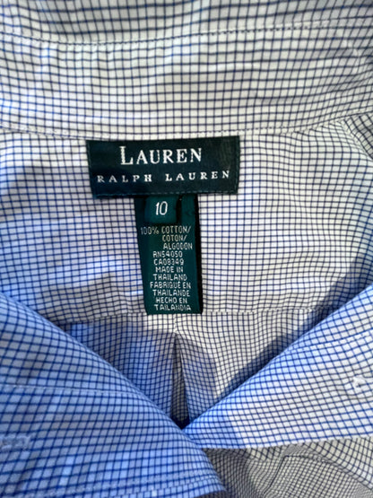 Ralph Lauren Women’s 100% Cotton Blue White Check Shirt Regular Fit Size 10