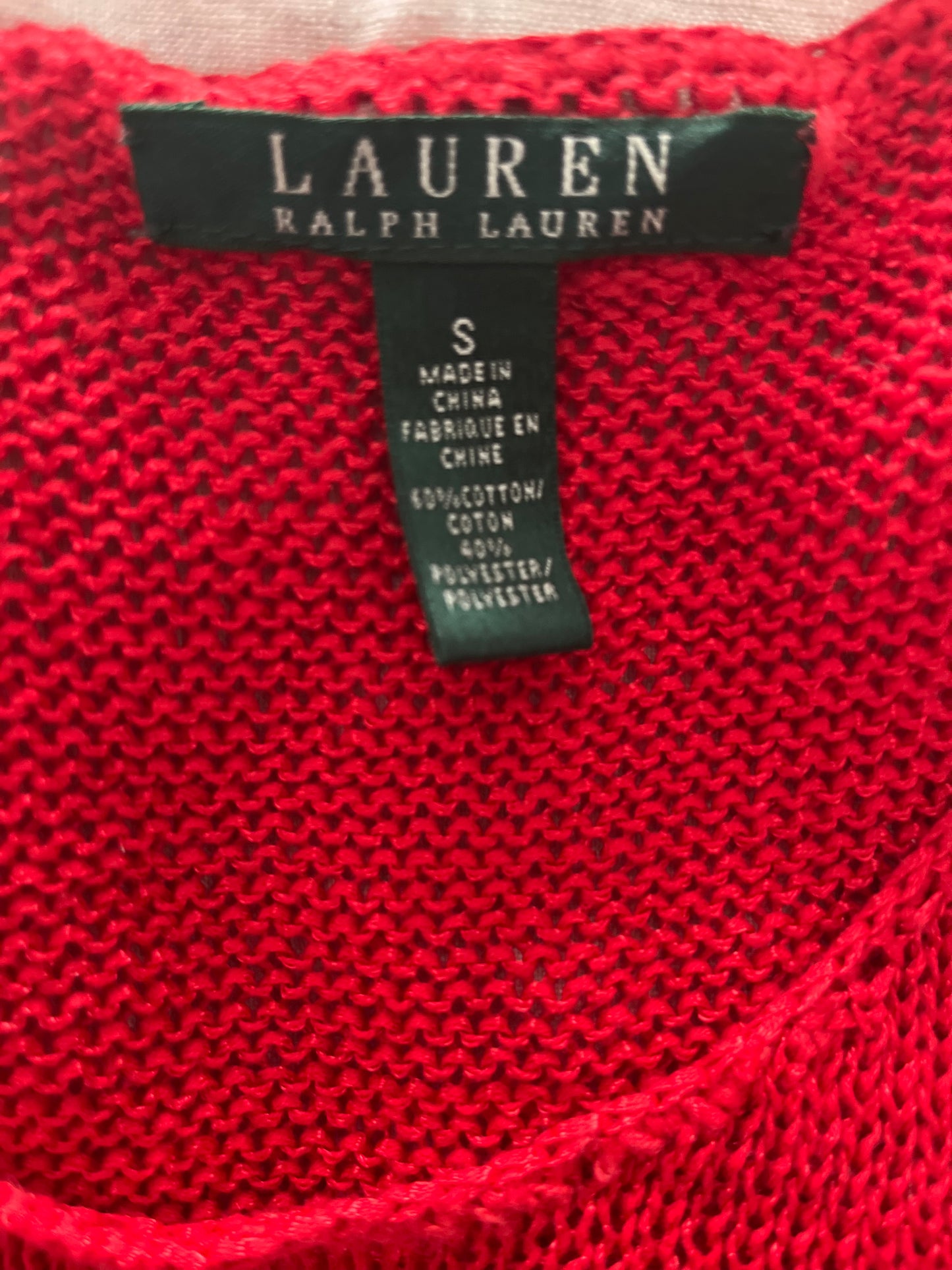 Ralph Lauren, Lauren Women’s Cotton Blend Red Knit Vest, Size Small