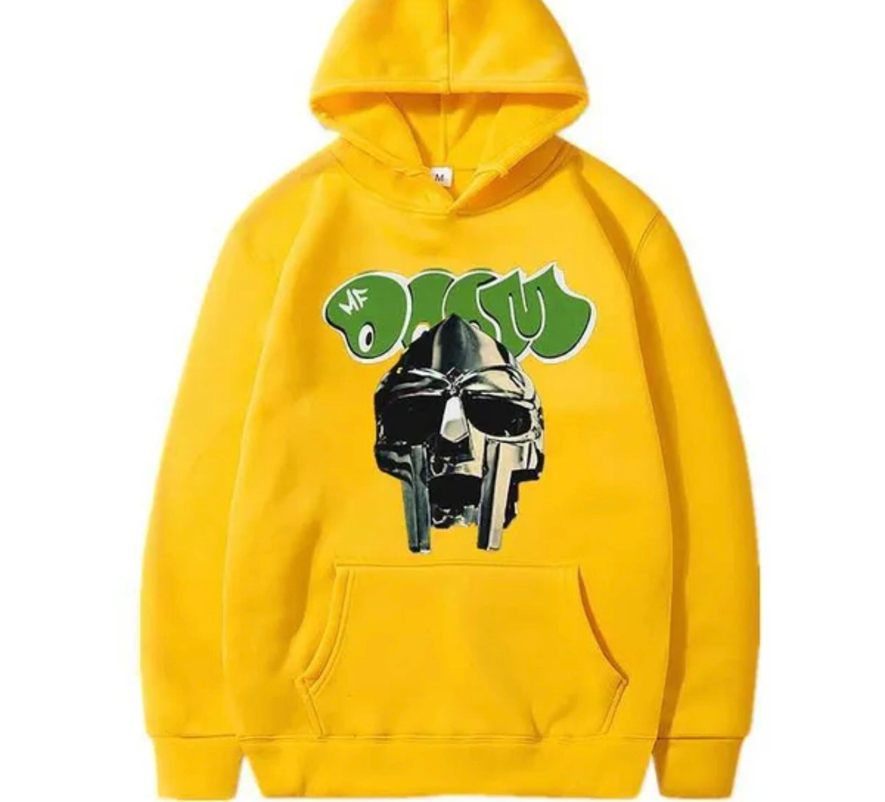 MF DOOM Fleece Yellow Metal Face Hoodie Chest Logo