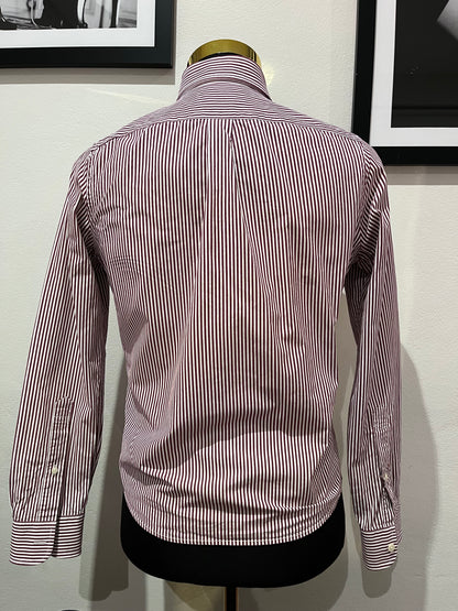 Abercrombie & Fitch 100% Cotton Muscle Red White Stripe Slim Fit Shirt Size S