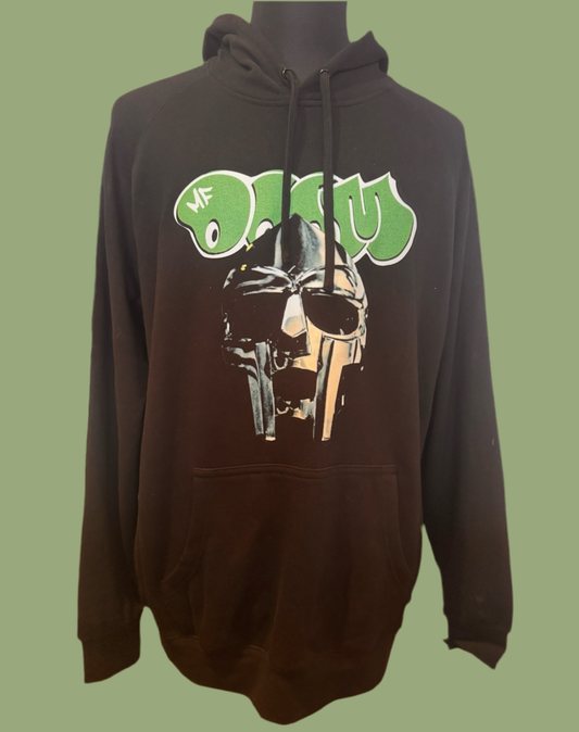 MF DOOM 100% Cotton Black Metal Face Hoodie Chest Logo