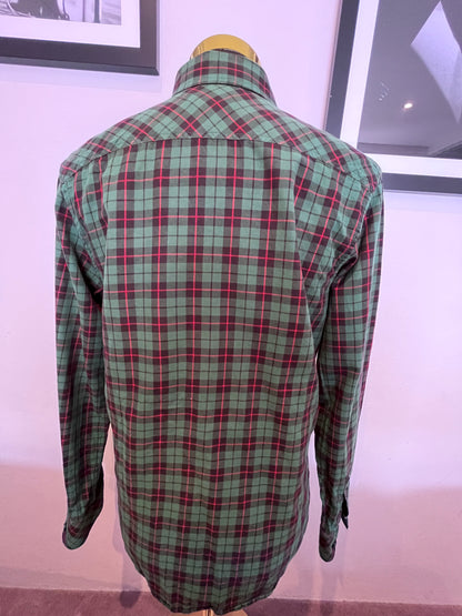 Adidas 100% Cotton Red Green Check Shirt Size Medium Classic Fit