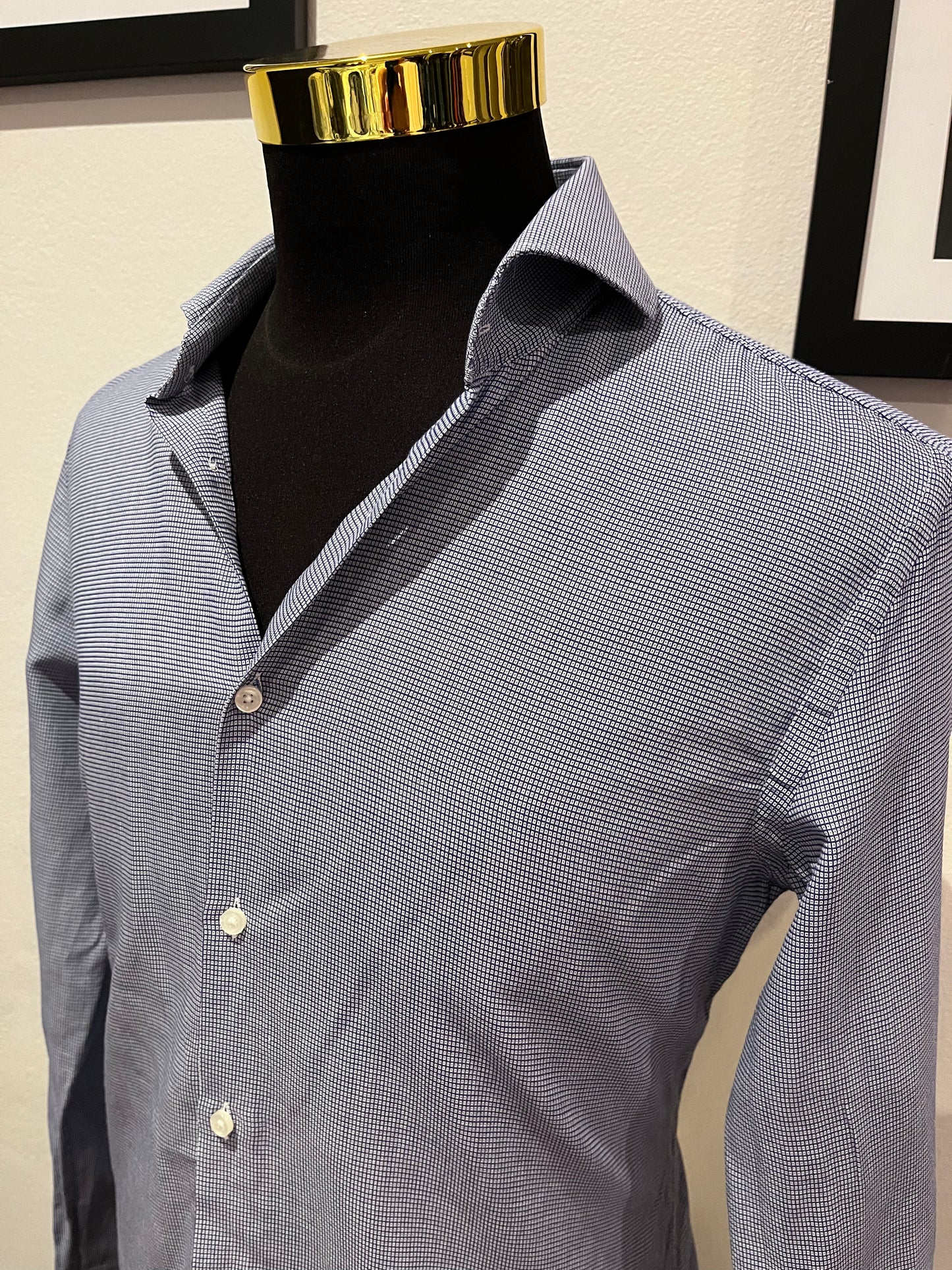 Boss Hugo Boss Italian Fabric 100% Cotton Blue Shirt Size Medium