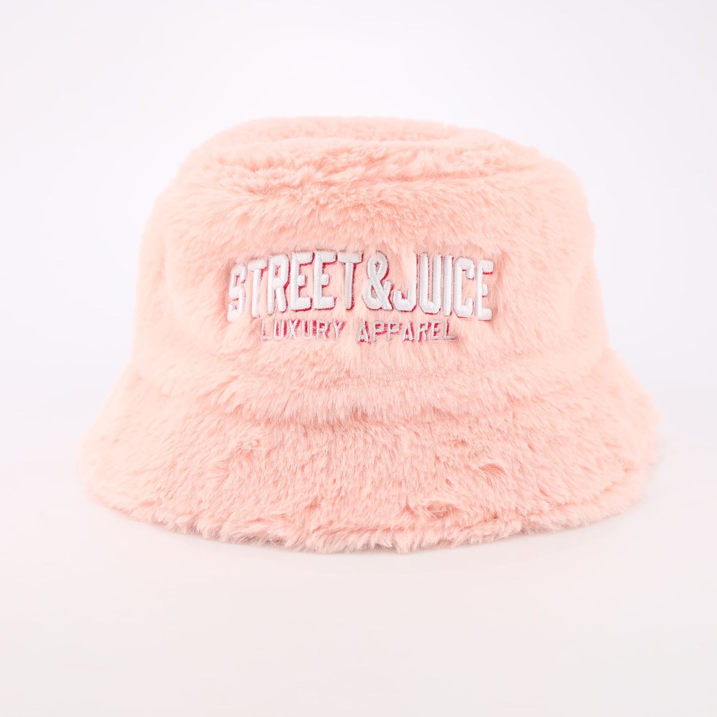 Street & Juice Head Gear Faux Fur Pastel Pink Bucket Hat