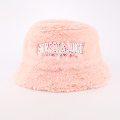 Street & Juice Head Gear Faux Fur Pastel Pink Bucket Hat