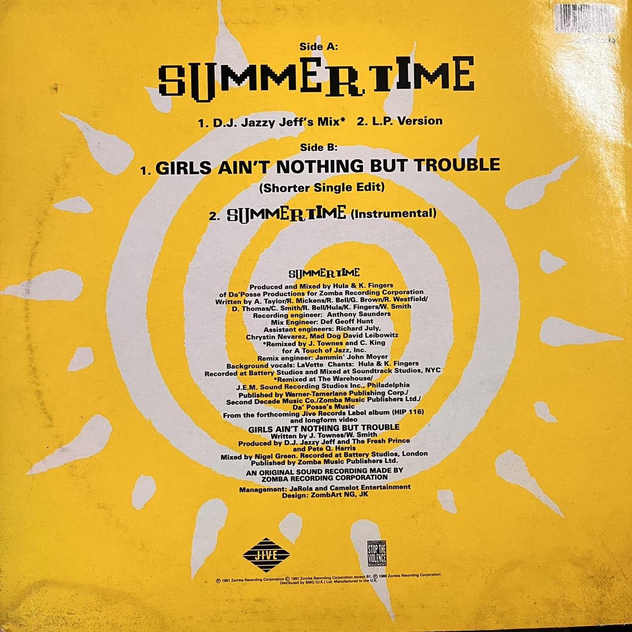 Dj Jazzy Jeff & The Fresh Prince “Summer Time” 4 Track 12inch Vinyl