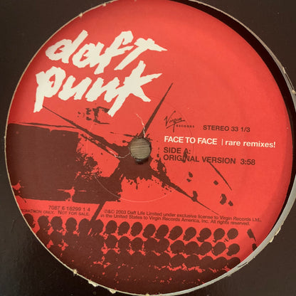 Daft Punk “Face To Face” The Rare Remixes & Original 3 Track 12inch Vinyl