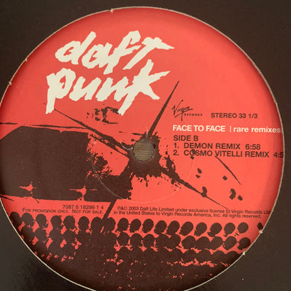 Daft Punk “Face To Face” The Rare Remixes & Original 3 Track 12inch Vinyl