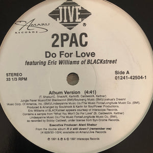 2pac “Do For Love” / “Brenda's Got A Baby” 2 Track 12inch Vinyl