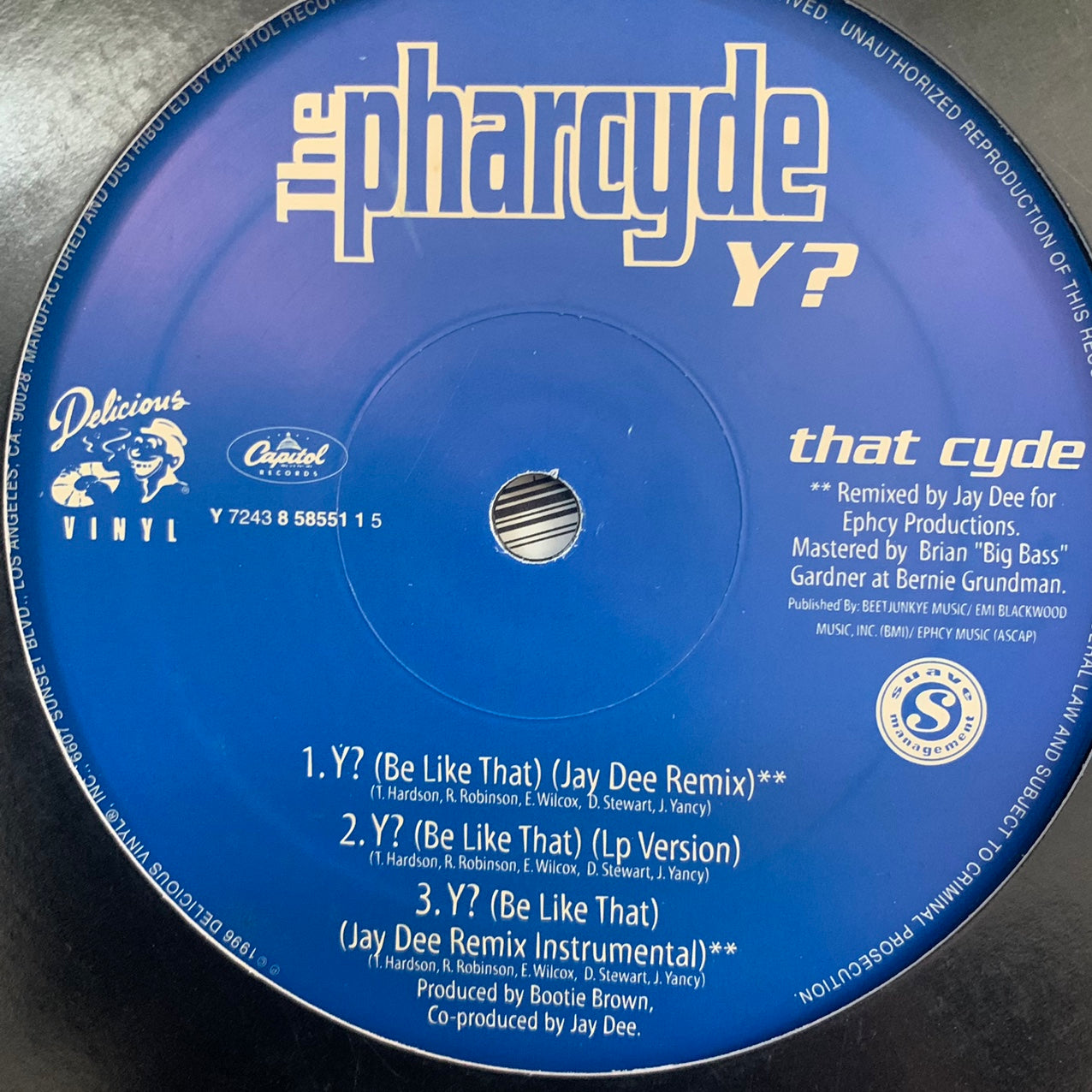 The Pharcyde “Drop” / “Runnin” / “Y?” 7 Version 12inch Vinyl, Featuring  Album, Da Beatminerz and Jay Dee Mixes