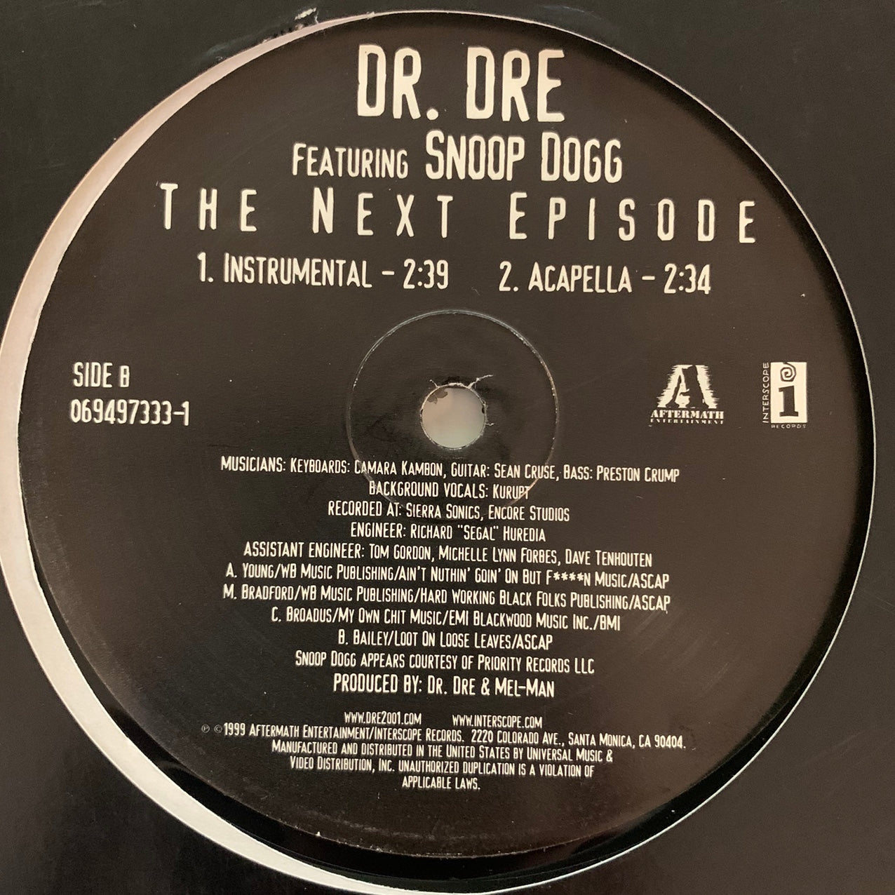 Dr Dre feat Snoop Dogg “The Next Episode” DJ Promo Release 4 Version 12inch Vinyl