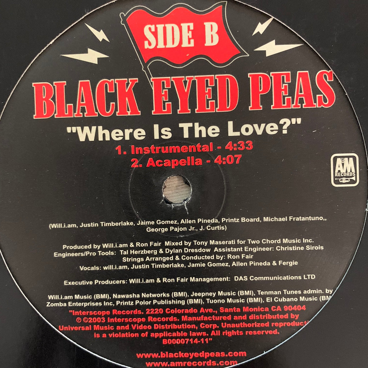 Black Eyed Peas “Where Is The Love” 4 Track 12inch Vinyl