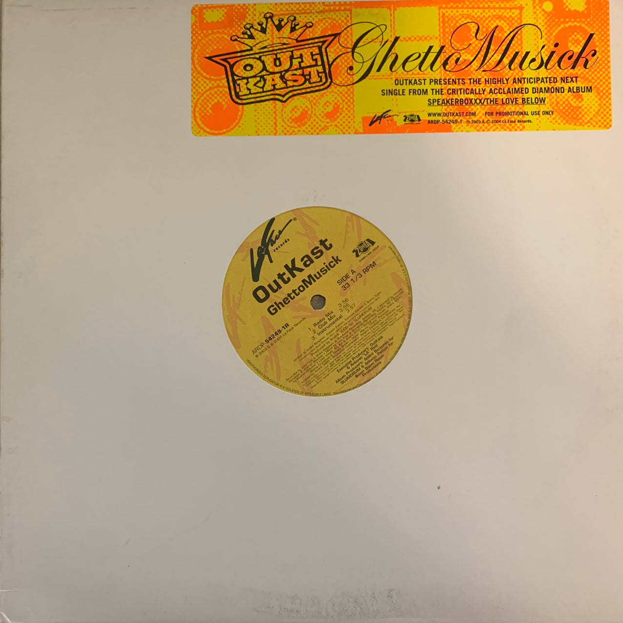 Outkast “GhettoMusick” 6 Version 12inch Vinyl