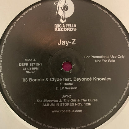 Jay-Z feat Beyoncé “03 Bonnie & Clyde” 12inch Vinyl